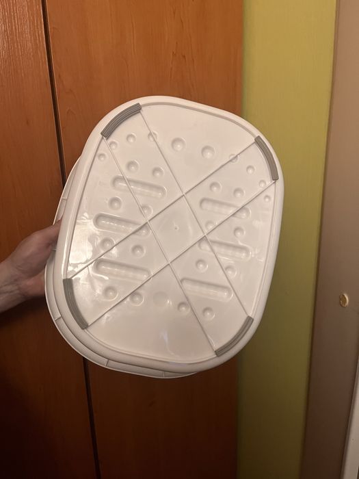 Składana miska wiadro z nakładką biało szare 40x34x22