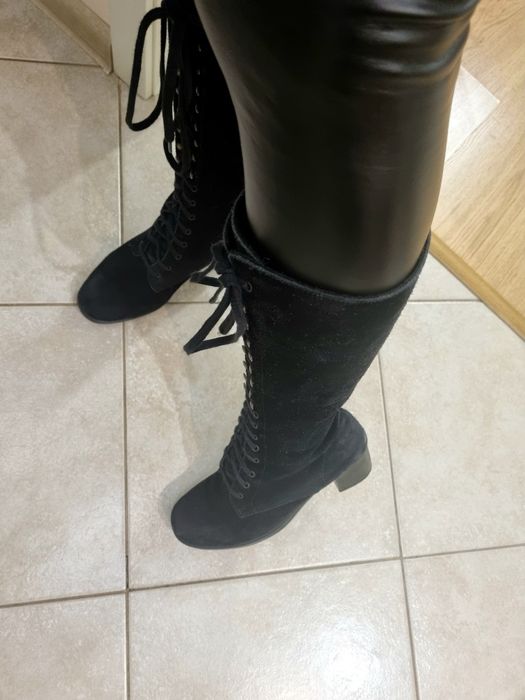 Замшевые сапоги 37 р., осень, весна, демисезон