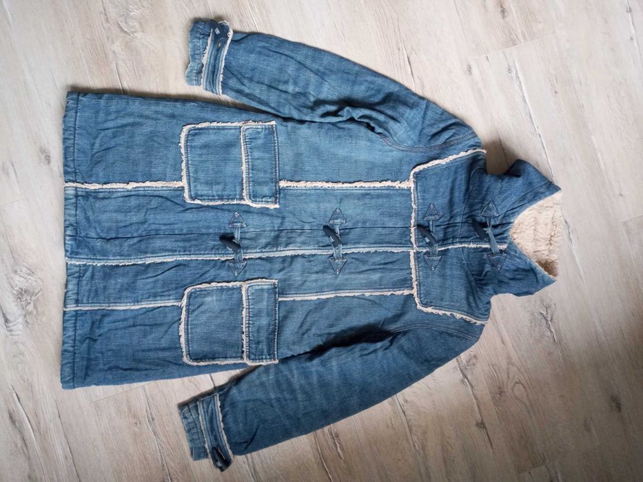 Джинсове пальто куртка на хутрі М