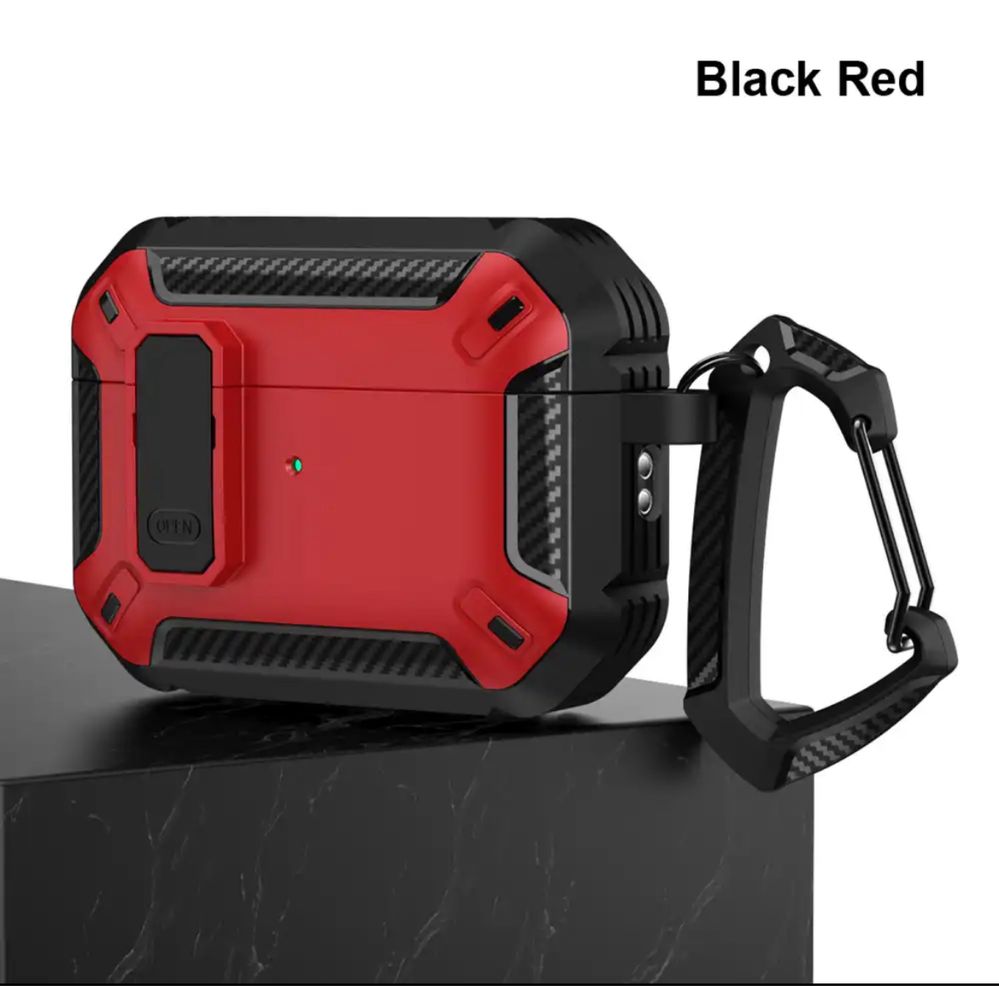 Etui Airpods pro 2 na słuchawki Apple z klipsem case red carbon