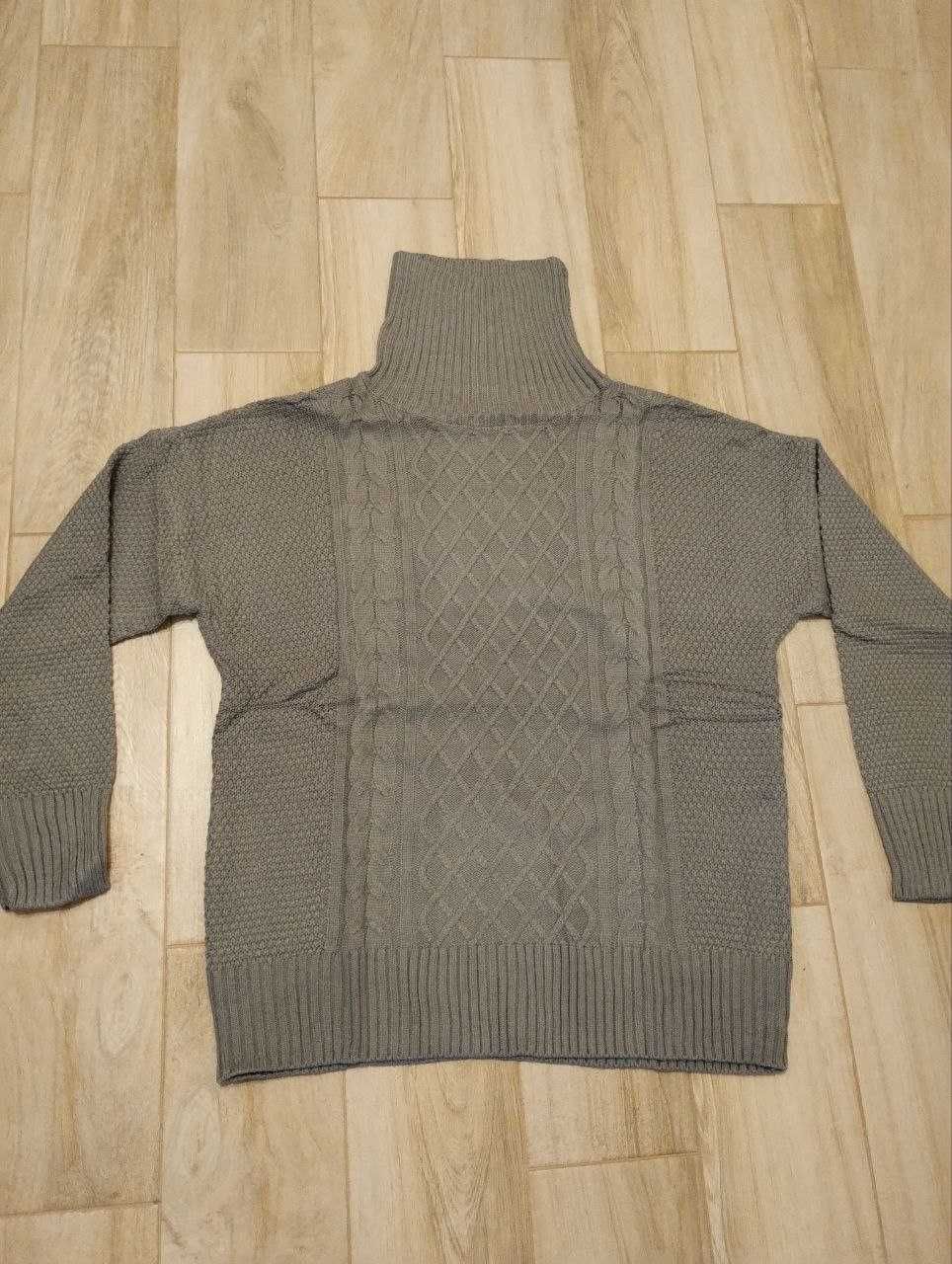 Męski sweter z golfem  Zielony L
