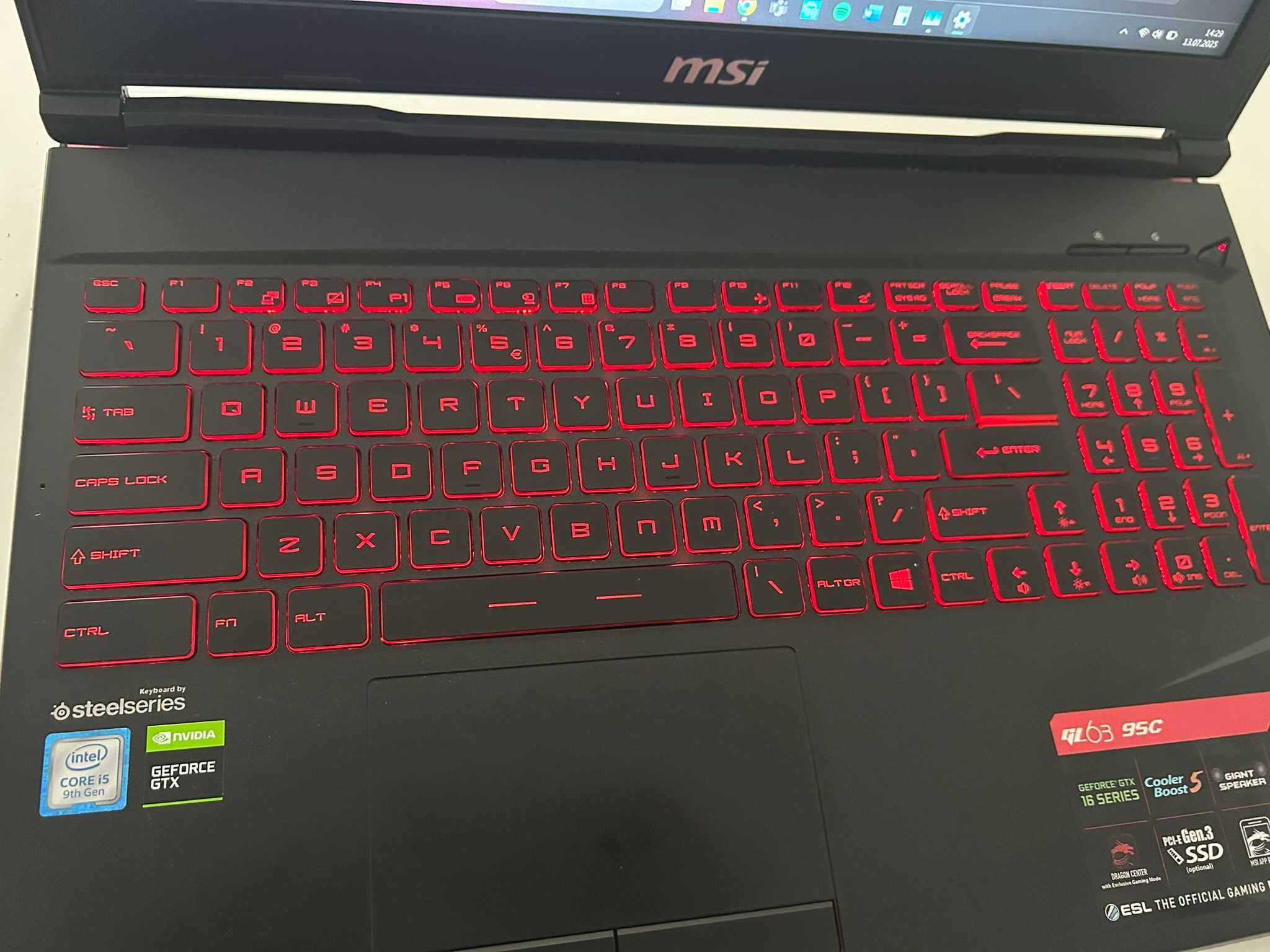 Laptop MSI GL63-i5-9300H/16GB RAM/1TB SSD+256 NVMe M.2/GTX1650 4GB