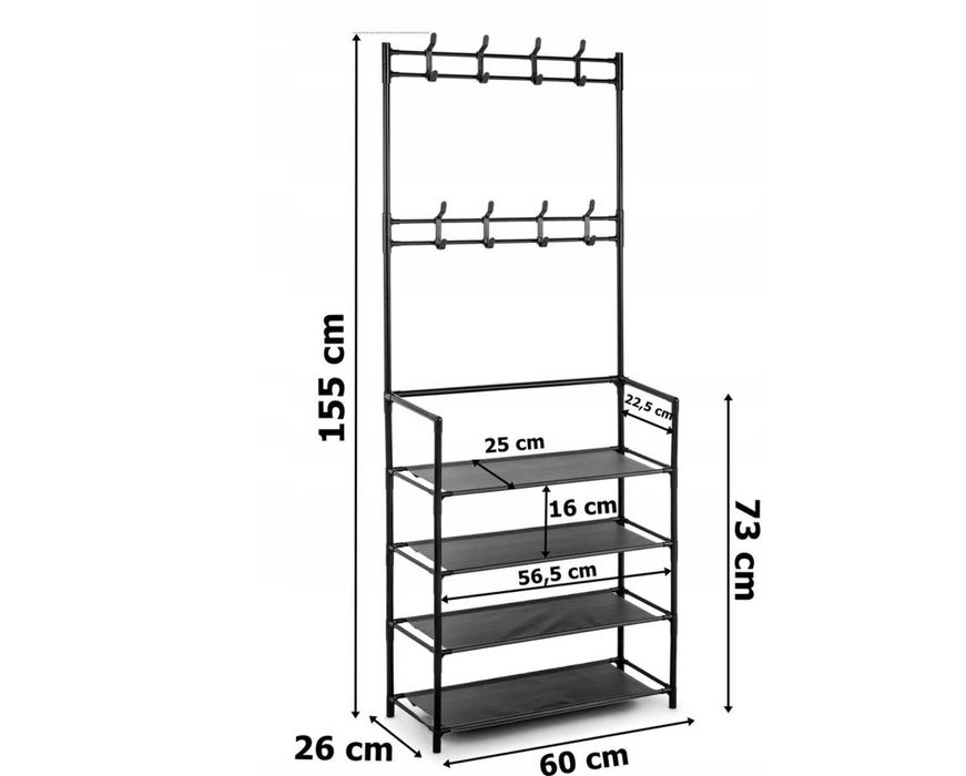 Meble STOJAK-WIESZAK  Metalowy z Półką na Buty  *WYPRZEDAŻ*