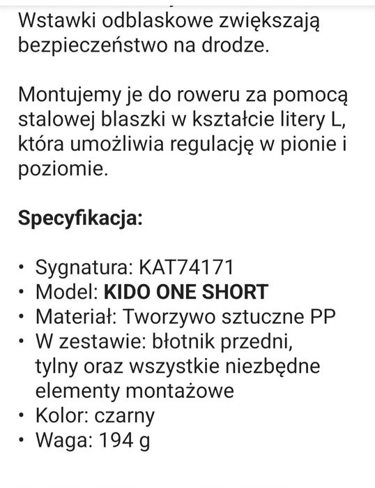 Błotniki Kido Simpla 20" Nowe