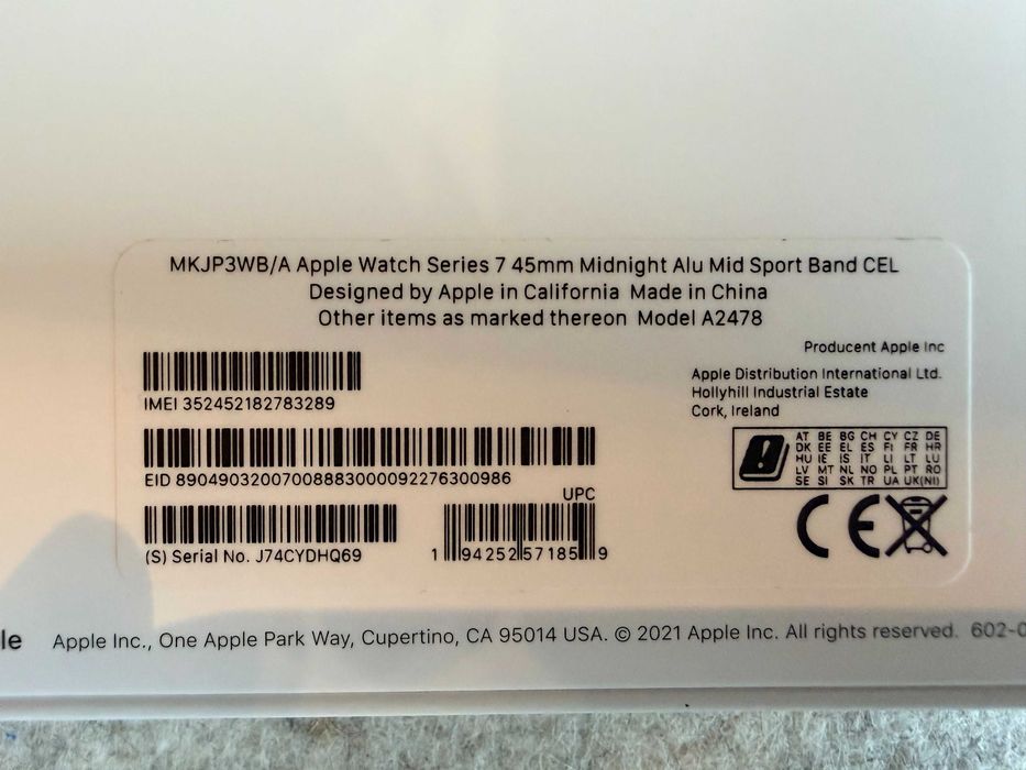 Apple Watch Series 7 45mm size, GPS + Cellular LTE version