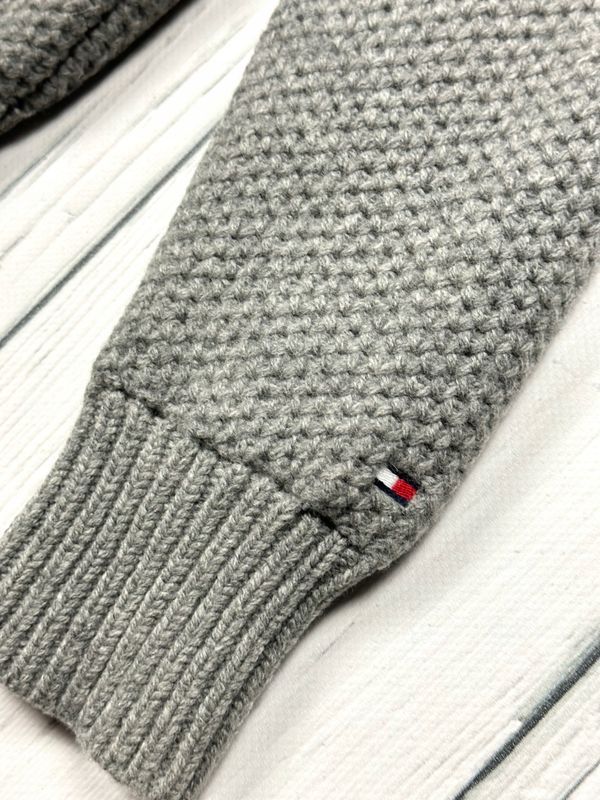 Tommy Hilfiger Wełniana Bluza Rozpinana z Kapturem Damska Logowana r.