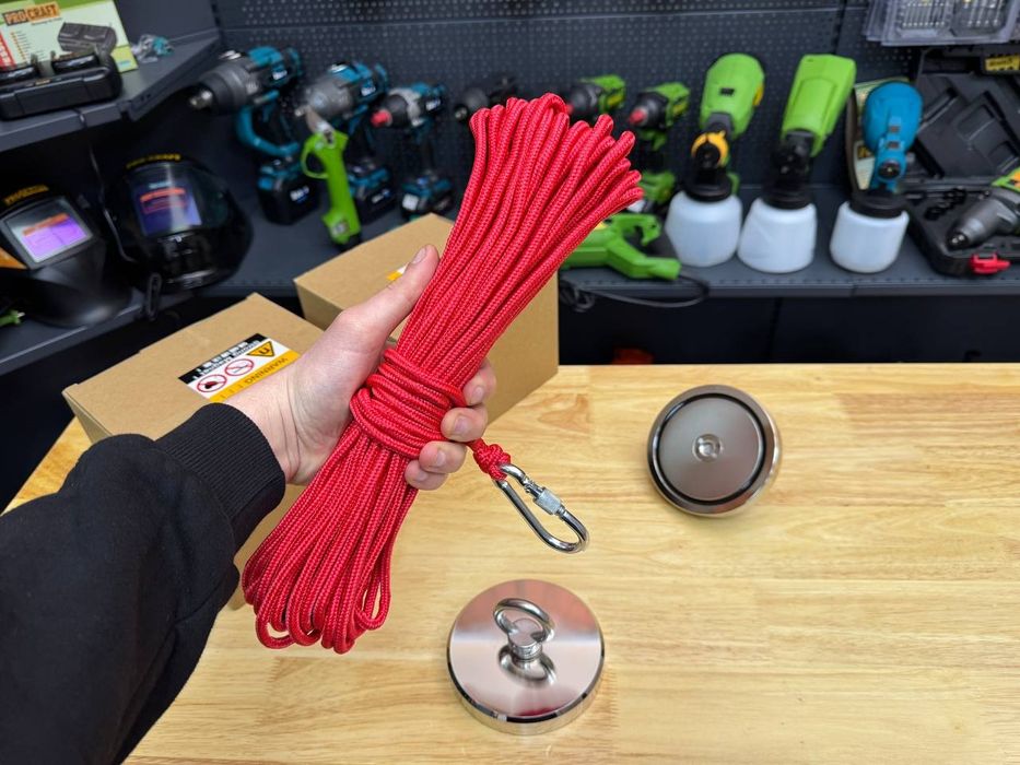 Магнит 450кг+ Верёвка 20м 260кг +Карабин Магнит Поисковый Неодимовый