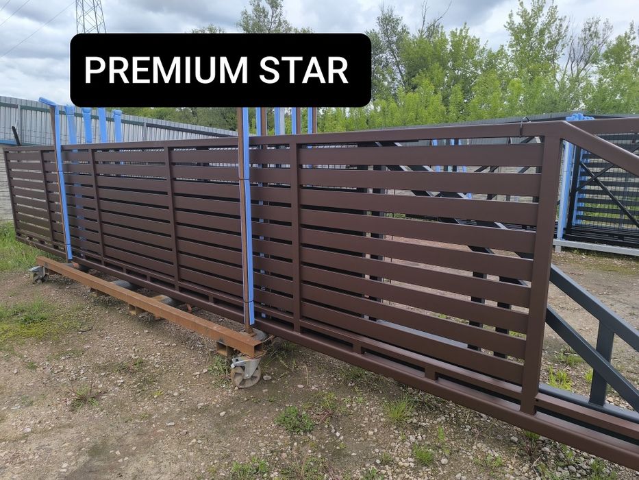Brama przesuwna palisadowa 5m PREMIUM MODERN, ocynk ogniowy+RAL, inne