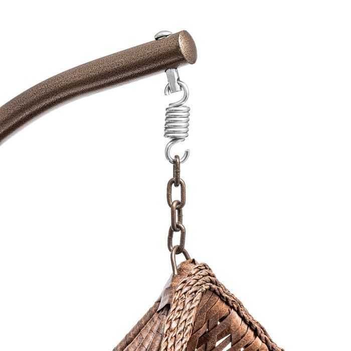 FOTEL WISZĄCY ogrodowy bujany kosz kokon Brązowy GRUBY SPLOT Premium