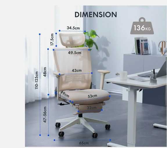 FLEXISPOT OS1W Ergonomiczne Krzesło Biurowe Składane