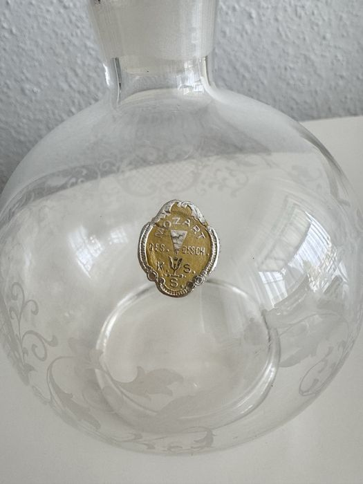 Karafka Mozart szklana sygnowana antyk