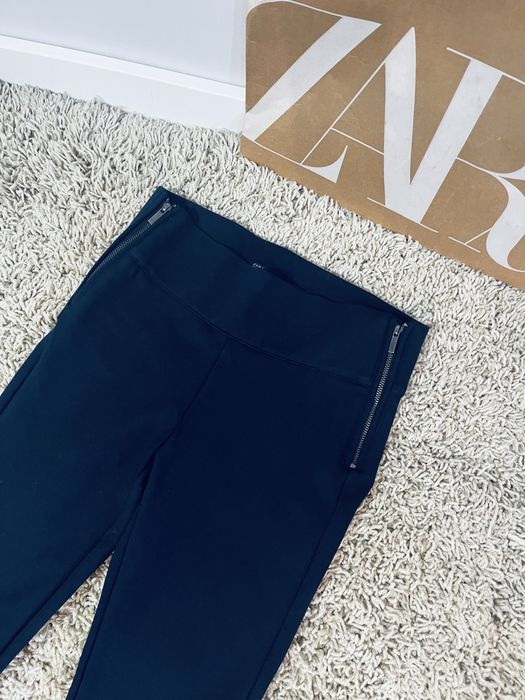 Granatowe legginsy eleganckie grube damskie rosm S