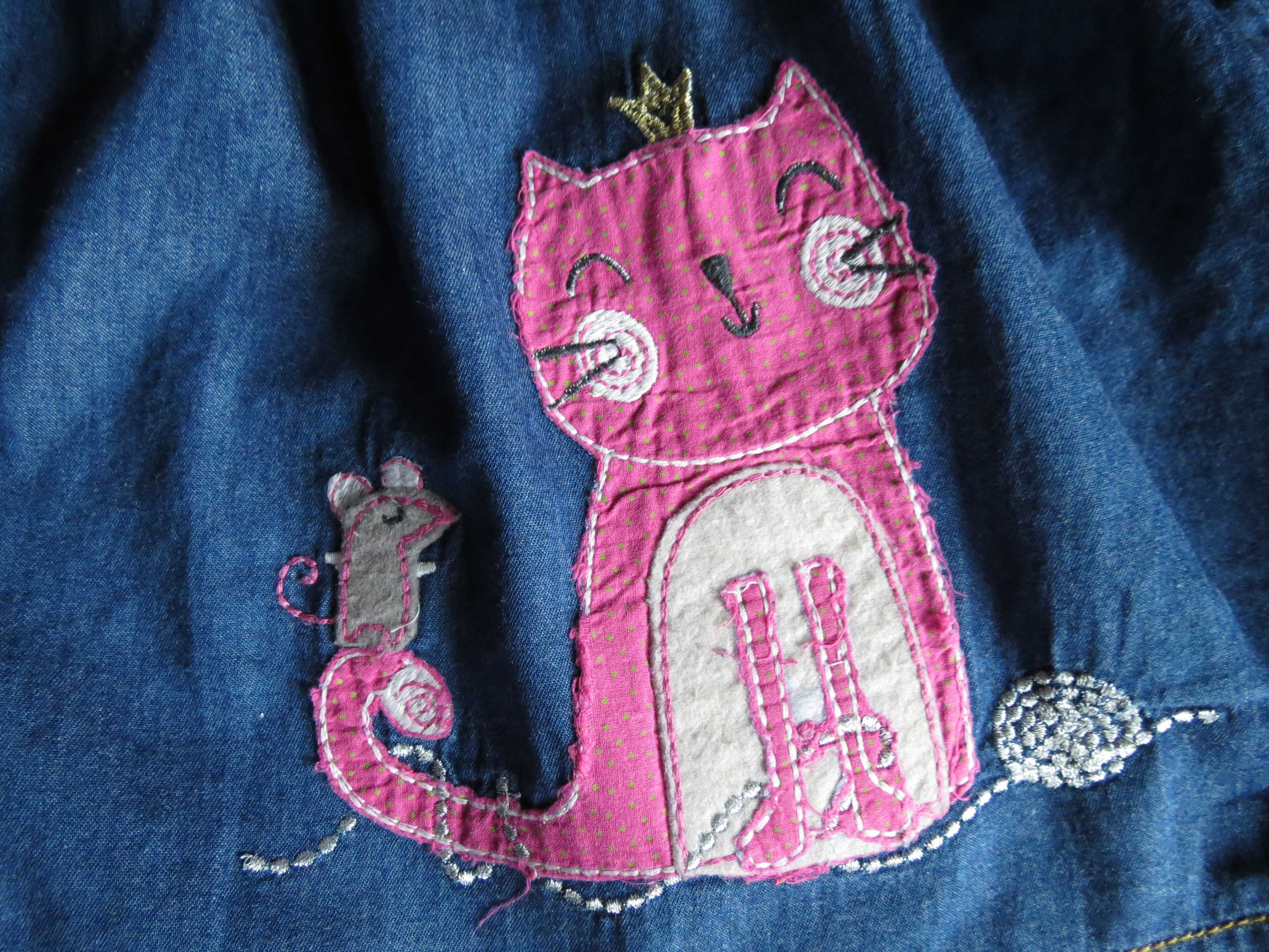 Платье детское  джинсовое летнее кошка мышки 2-3 года