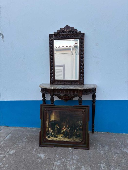 Conjunto credência + espelho + quadro
