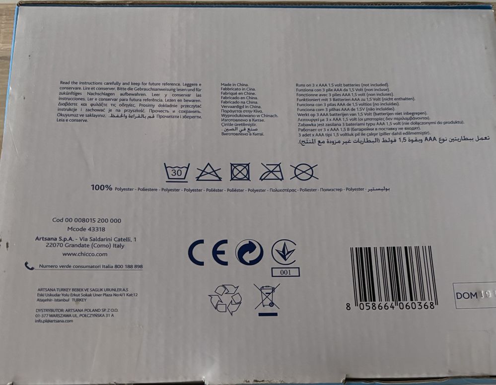 Miś z projektorem 3 w 1 lampka + kołysanki firmy Chicco