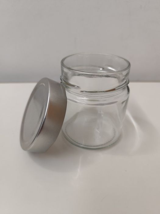 Frascos de vidro Deluxe 212ml com tampa prateada – Novos