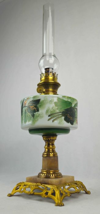 Piękna kolumnowa lampa naftowa SECESJA XIX w - Francja