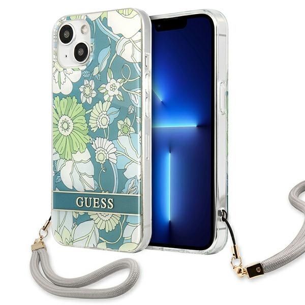 Guess Guhcp13Mhflsn Etui iPhone 13/14/15 6.1" Flower Strap - Zielony