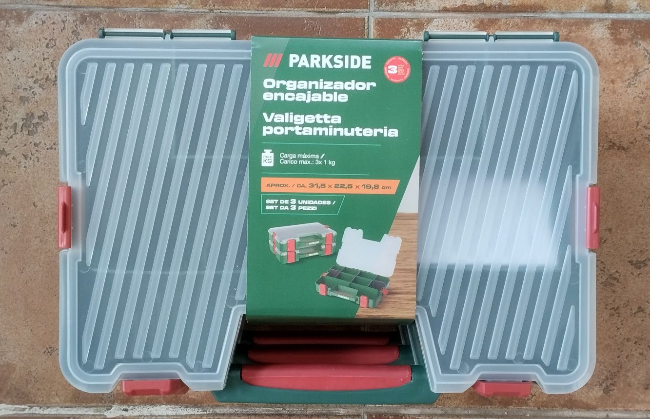 Organizador de 3 caixas bloqueável Parkside