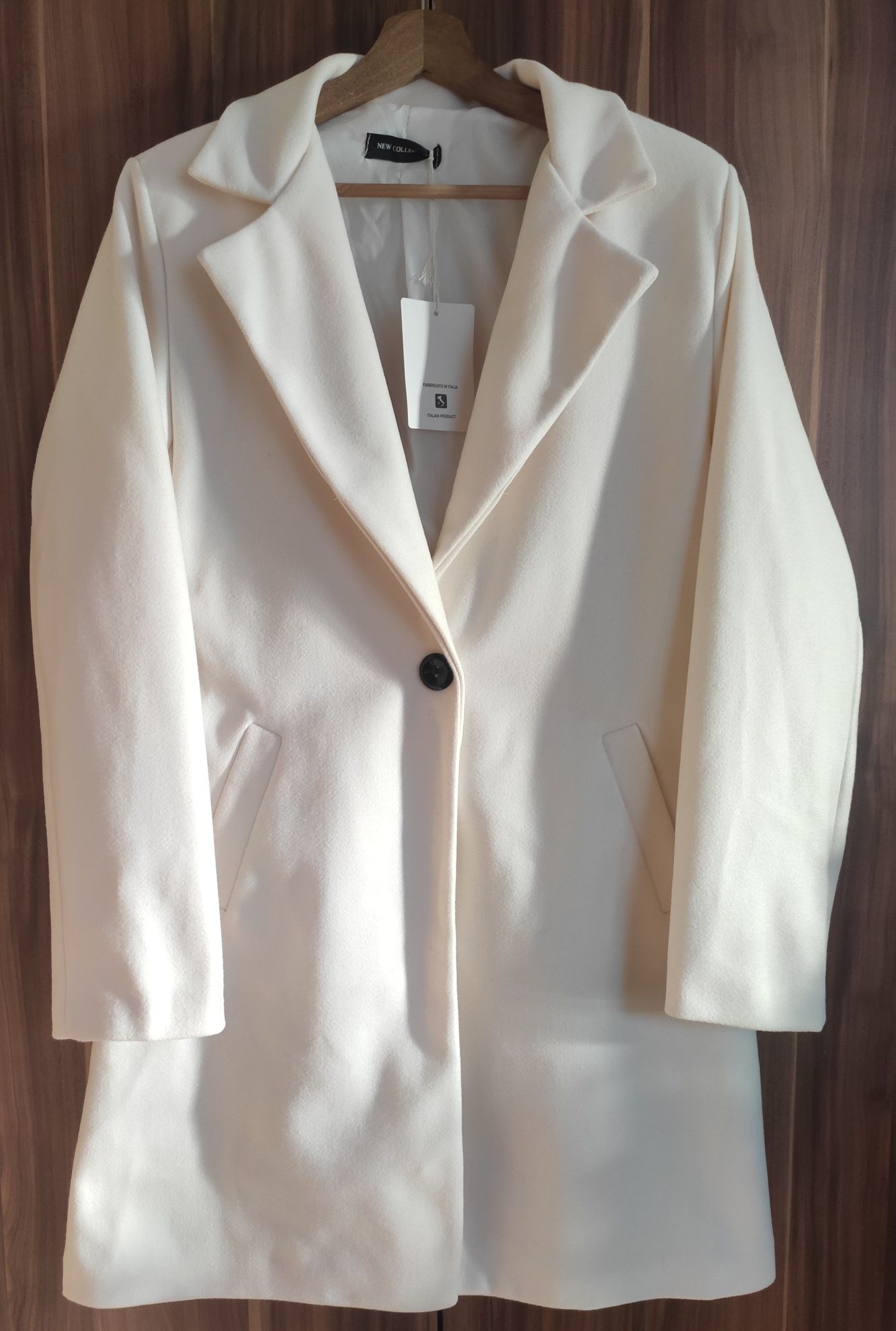 Nowy płaszcz wiosenny biała śmietanka L/XL