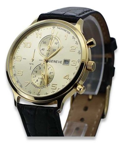 Złoty 14k Włoski męski zegarek NOWY - NAJTANIEJ! mw005y B