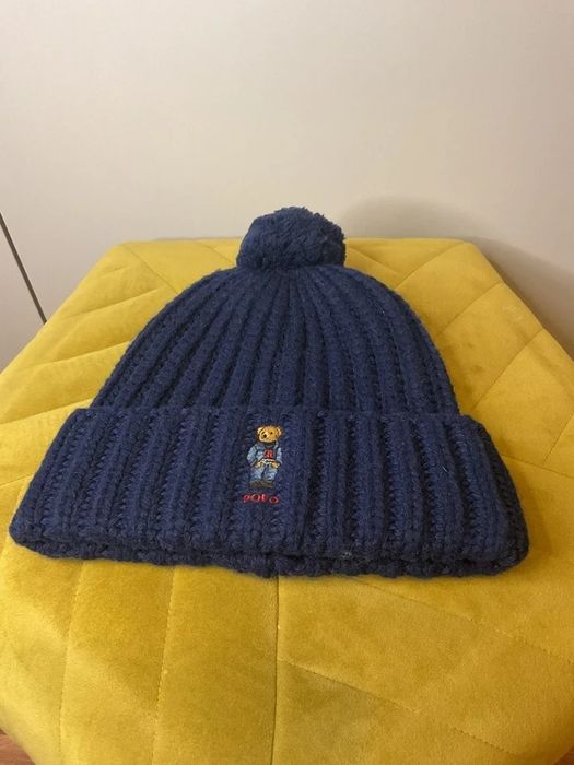 Granatowa zimowa czapka z misiem Polo Ralph Lauren