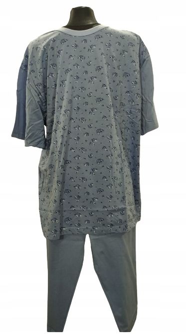 Piżama Damska Bawełna Krótki Rękaw Niebieska Xl