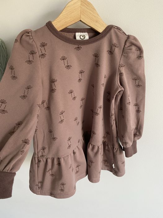 Sukienka musli wrzosowa wzorek 80 falbanka kwiatki jak newbie