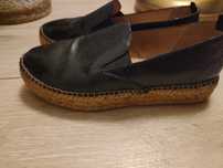 Hiszpańskie espadryle skóra czarna 38