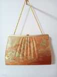 Japońska torebka wieczorowa kimono vintage obi gold clutch kopertówka