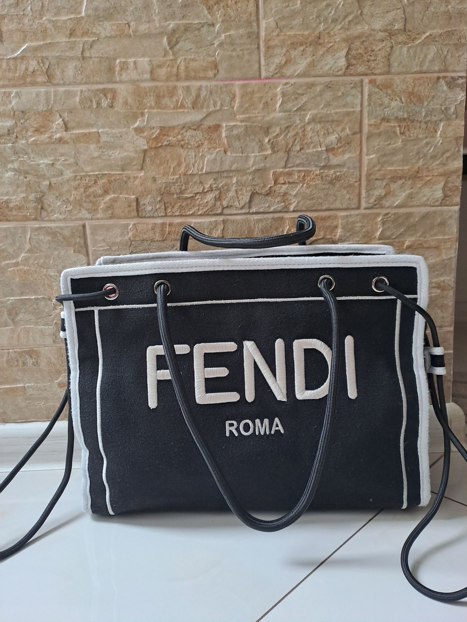 Текстильна сумка шоппер Fendi Roma!