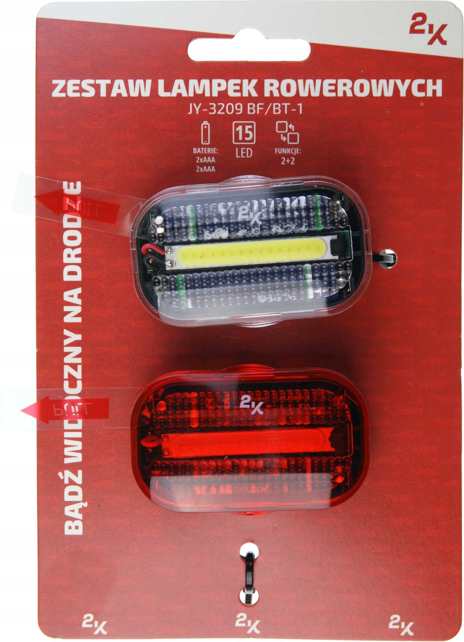 Zestaw lamp rowerowych JY-3209 COB LED na baterie