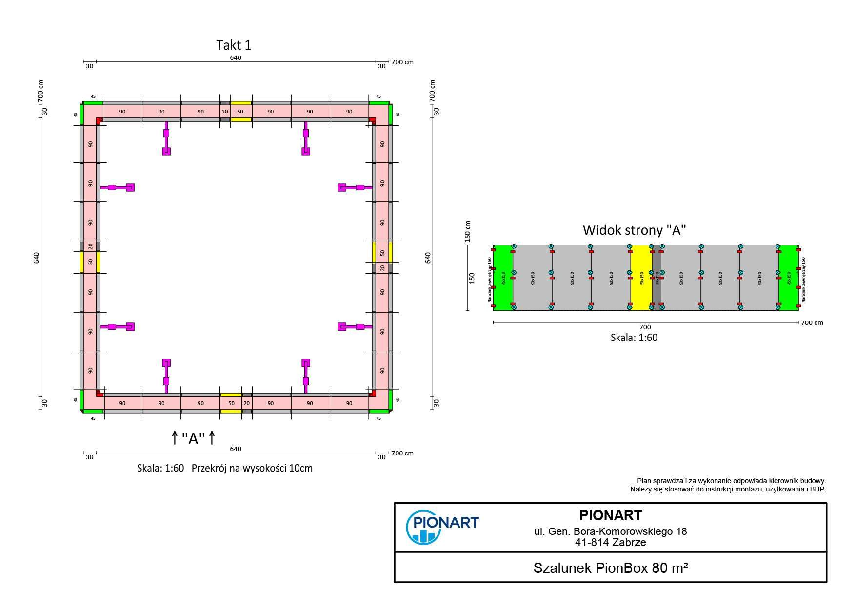 Szalunek ścienny PionBox 80 m2 / h=150 cm (kompatybilny z Tekko)