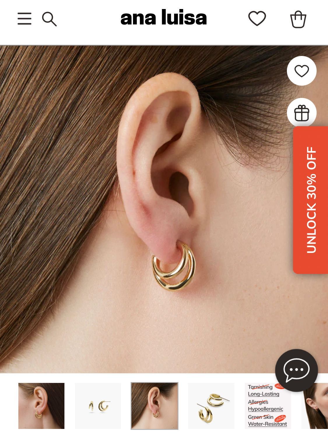 Сережки з позолотою Scarlett Double Hoop Earrings