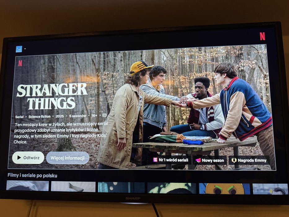 TV 32 cale Sharp DVBT2 LED Android TV Netflix, Disney itp