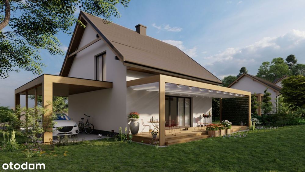 Wolnostojący dom z wiatą -"E" - działka 9 ar - stan deweloperski