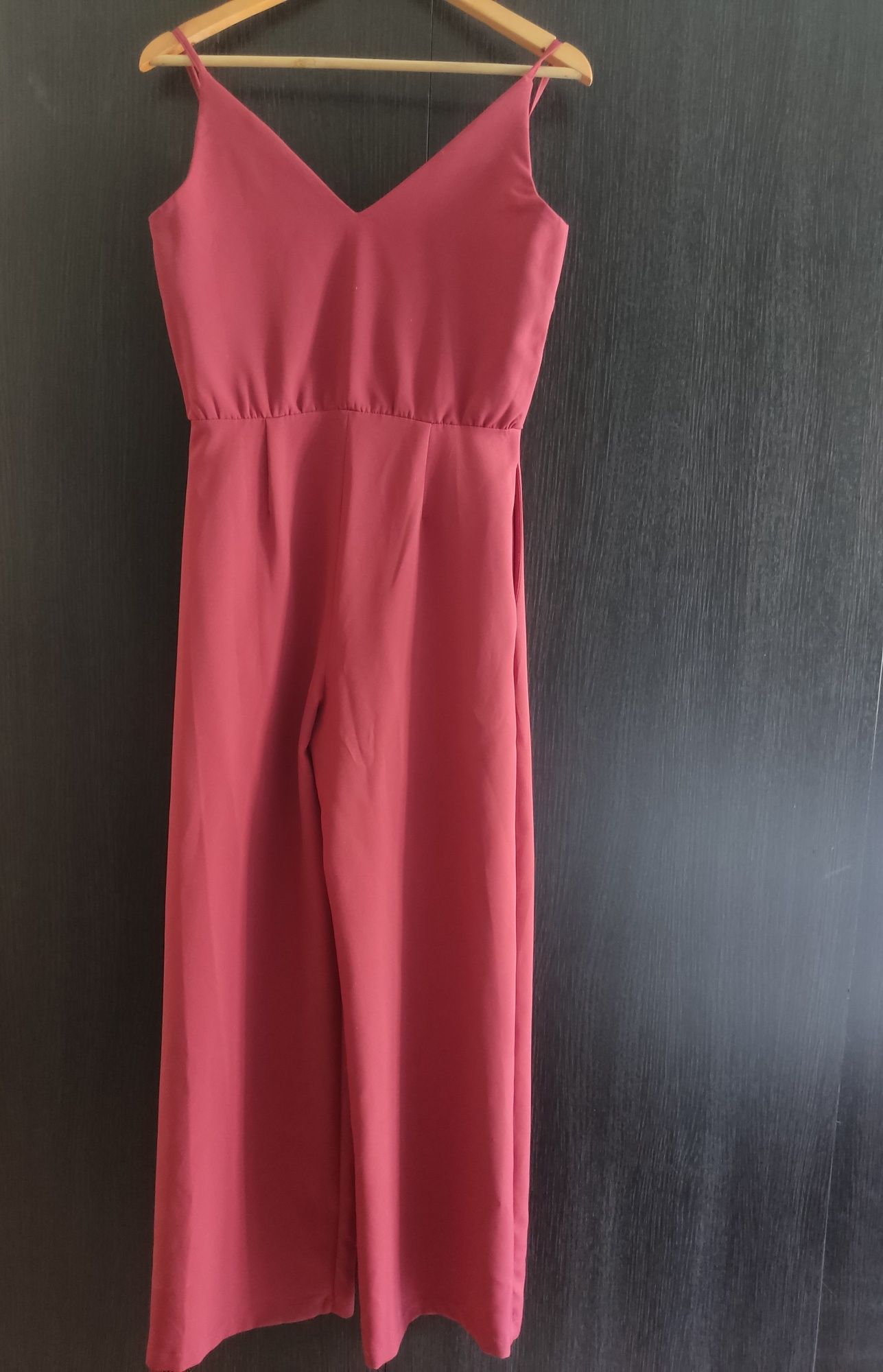 Elegancki, długi kombinezon S, wide leg, wymiary