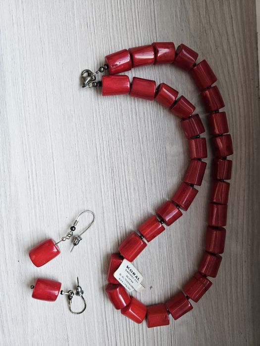 Korale zestaw kolczyki i naszyjnik