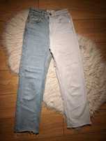 jeansy dwukolorowe nogawki Pull&Bear XXS z wysokim stanem