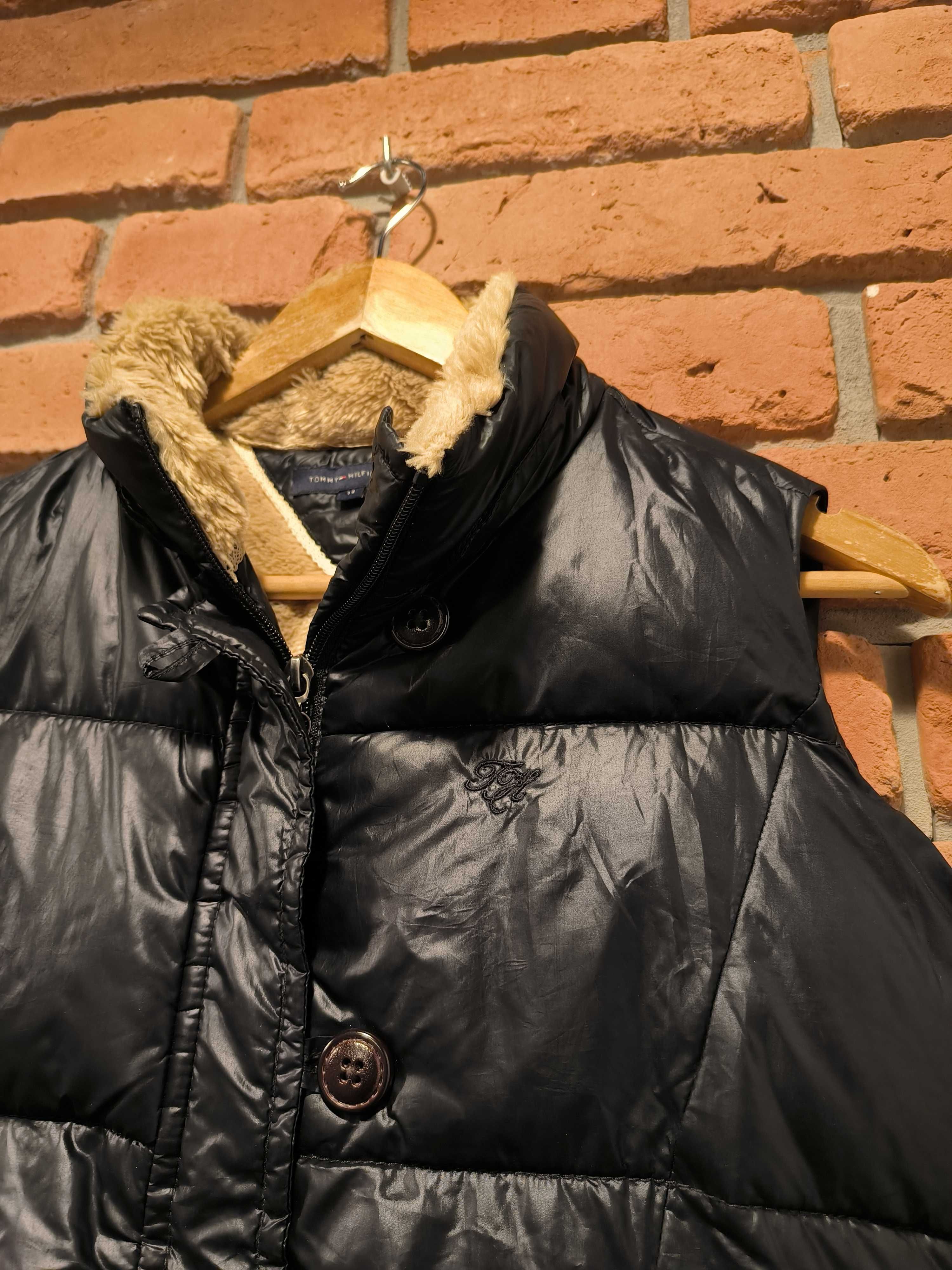 Bezrękawnik Puchowy Zimowy Tommy Hilfiger Kamizelka Duże Logo Ocieplan
