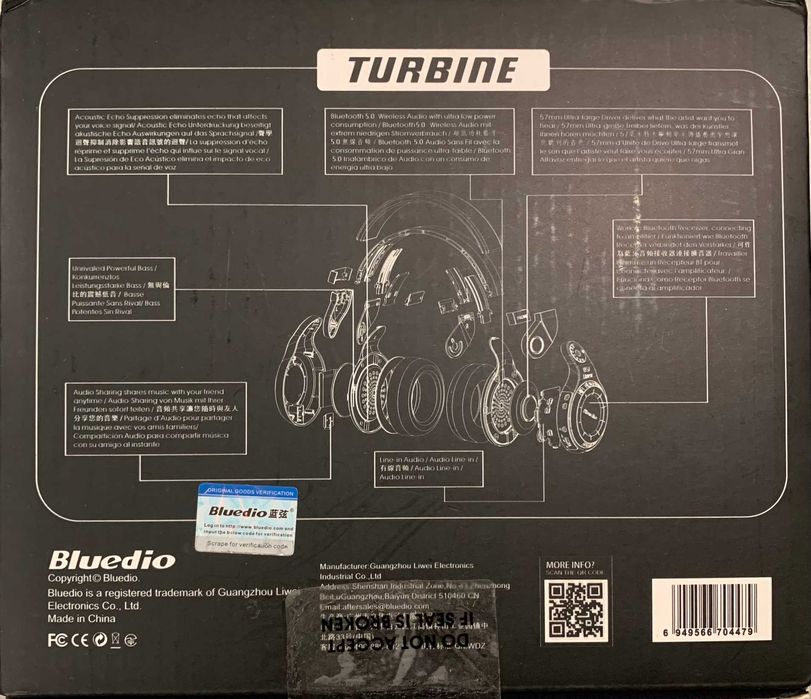 Auscultadores Bluetooth BLUEDIO T2 Turbine