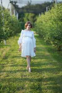 Нарядное белое платье для беременных, платье для фотосессии