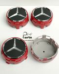 Conjunto 4 Centros de Jante Mercedes AMG 75mm "Vermelhos"
