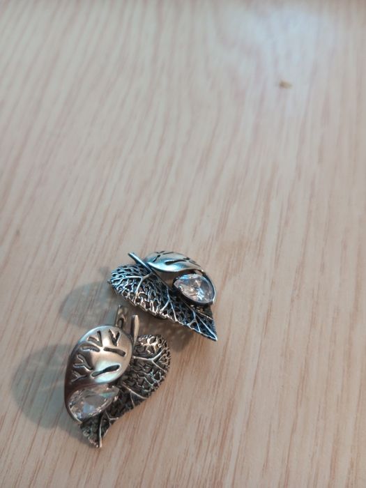 Серги - листочки,срібло 925 проби