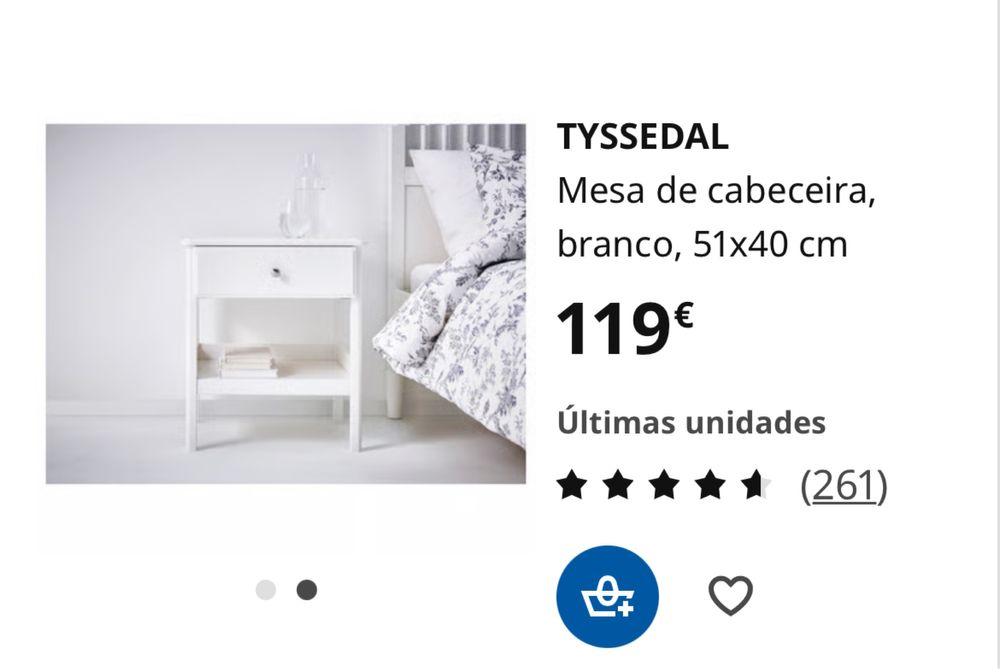 2 Mesas de cabeceira Ikea Tyssedal