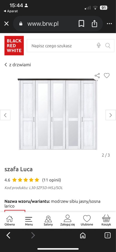Zestaw mebli BRW łóżko , szafa, komoda , regał