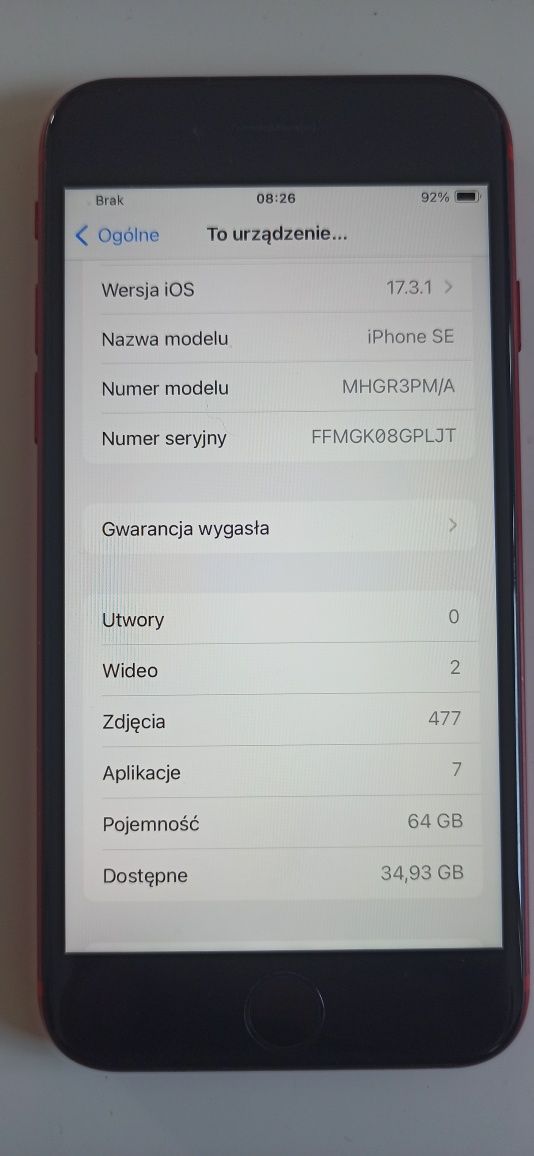 iPhone SE Red 64 GB 2020