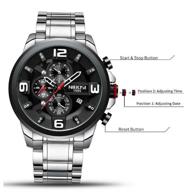 Relógio de pulso novo desportivo com cronógrafo - Novo