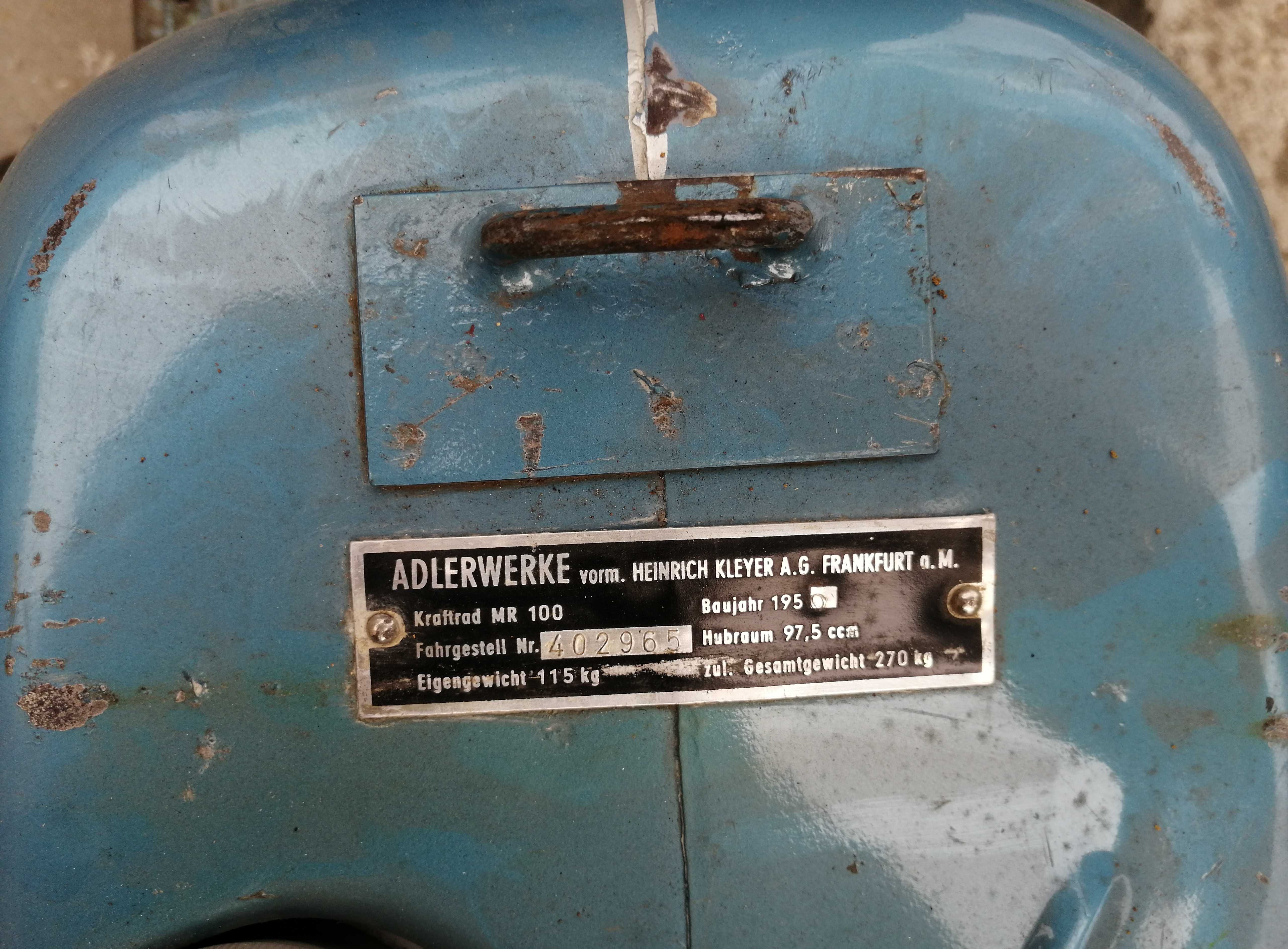 1956 Skuter Adler Junior MR100 jak Vespa Lambretta Heinkel Goggo IWL