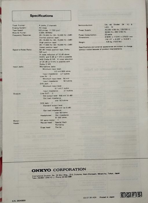 Onkio Leitor Gravador de Cassetes TA-2022